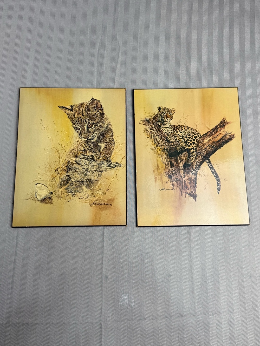 Vintage Phil Prentice Leopard Wall Plaques Pair